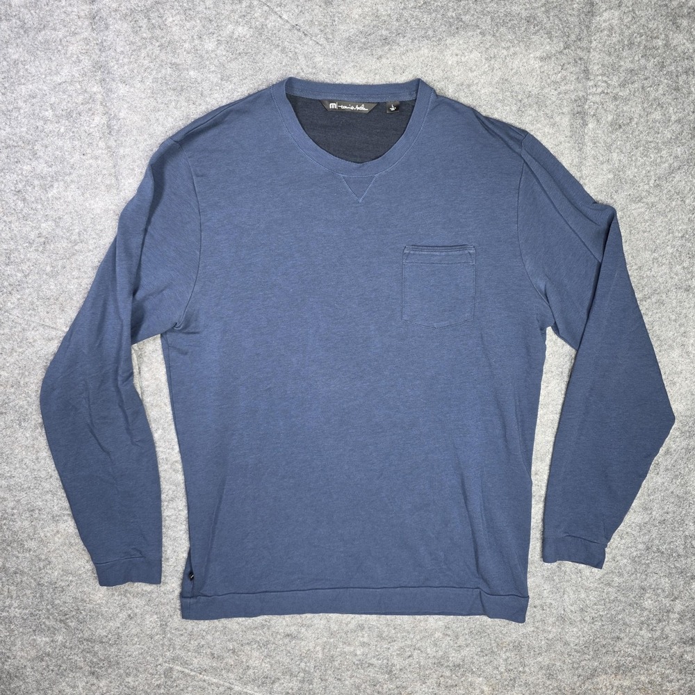 Travis Mathew Mens Large Blue Long‎ Sleeve Pullover Pocket Casual